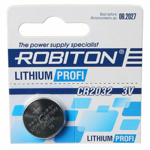 Батарейка CR2032 Robiton Profi 3V 1 шт батарейка robiton cr2032 ha 3v с выводами под пайку 2шт