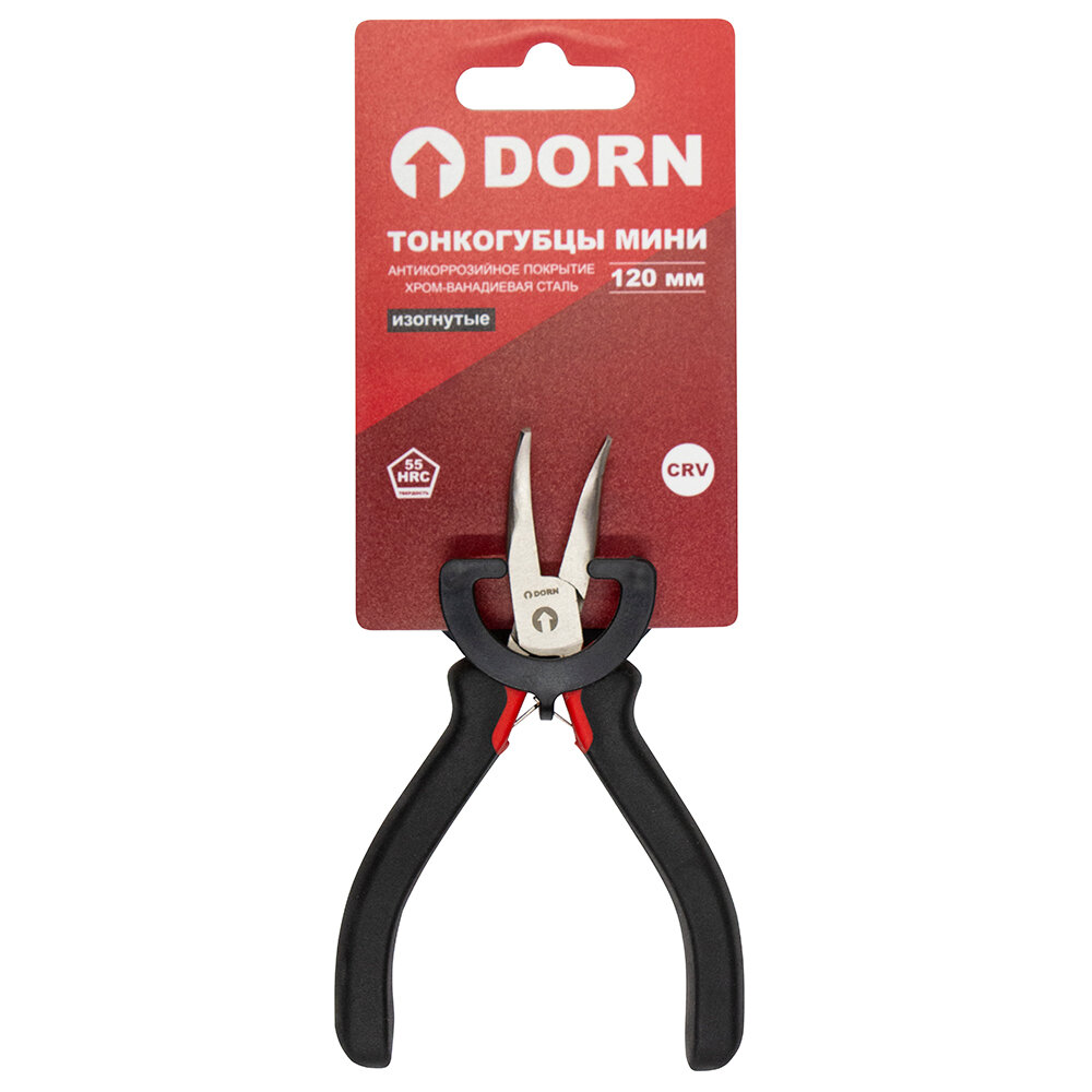 Тонкогубцы изогнутые мини DORN 120 мм двухкомпонентные рукоятки