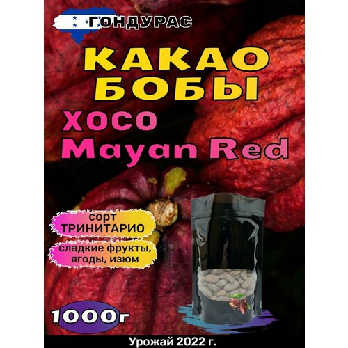 Какао бобы 1000 г Гондурас хосо Mayan Red Тринитарио (сладкие фрукты, ягоды, изюм)
