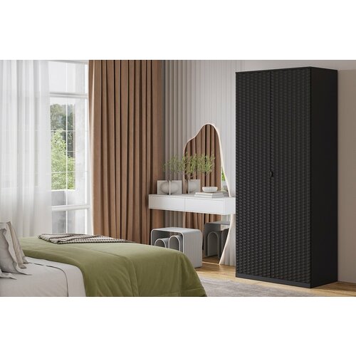 Шкаф распашной Тоди-2 Черный 92x50x212 двухдверный для одежды 30190₽