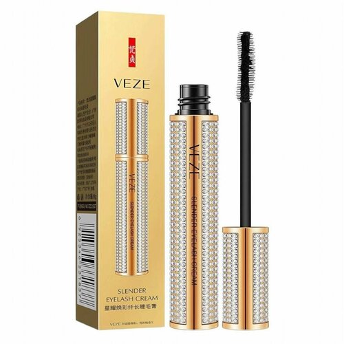 Тушь для ресниц удлиняющая водостойкая со стразами VEZE
