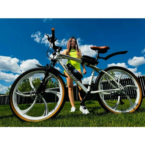 Велосипед Richiesto 26 колёса Рама 19 дюймов модель 2024 Взрослый Подростковый Спортивный На литых дисках белыйкоричневый 27700₽