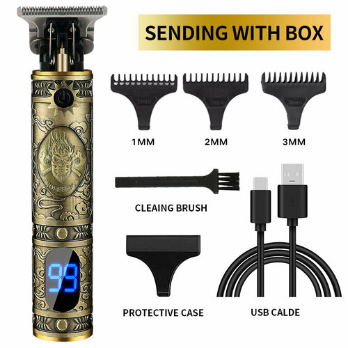 Электрическая машинка для стрижки волос Ingxuan модель с золотым черепом и ЖК-дисплеем 80900₽