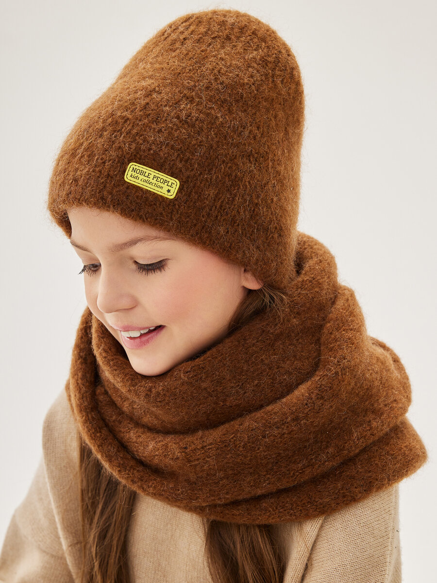 Шарф Noble People для девочек, единый, коричневый