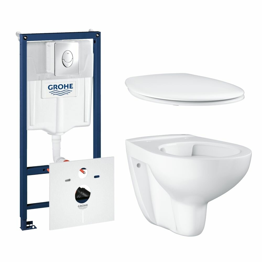 Комплект инсталляции GROHE Bau Ceramic с унитазом и сиденьем с микролифтом NW0117