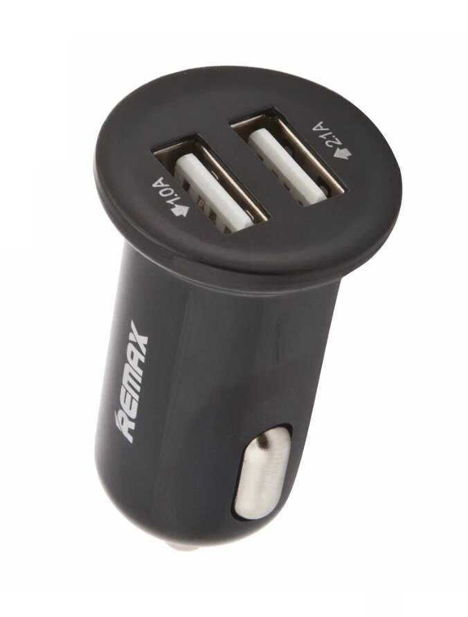 Автомобильное зарядное устройство с 2-USB выходами Remax Mini Car Charger RCC201 Mini ток заряда 2.1А черный