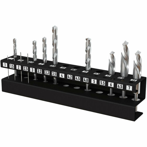 Держатель для хранения сверл на 29 посадочных мест настенный черный 1666₽
