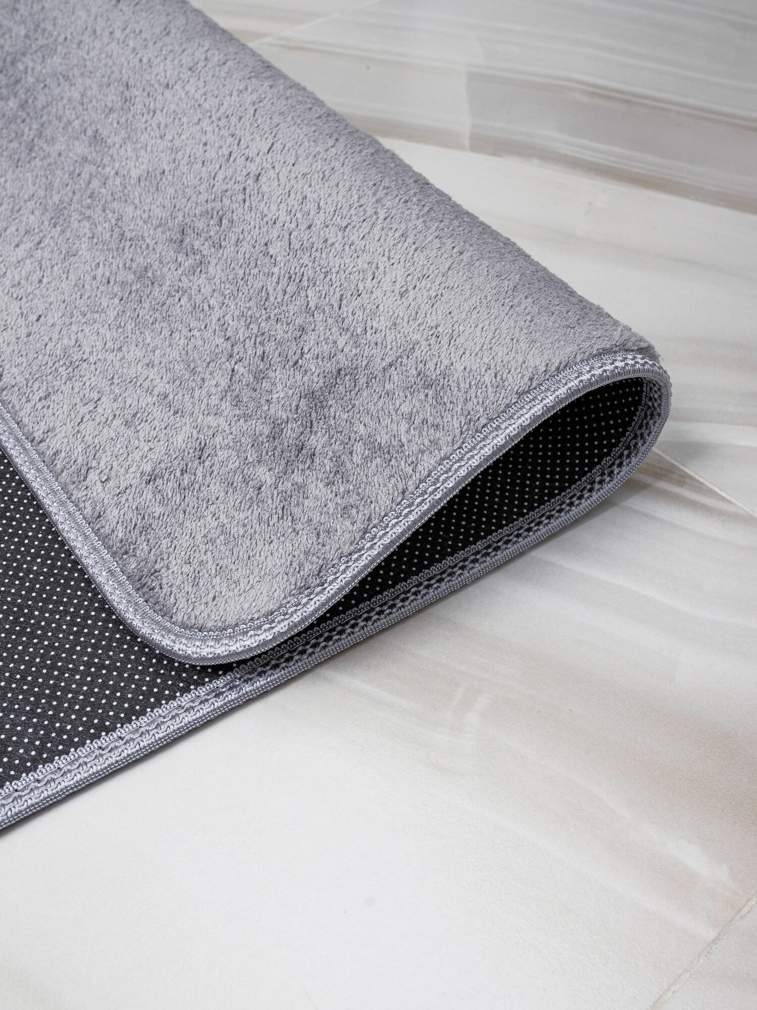 Коврик для ванной комнаты 60х100 серый, ворс, прямоугольный — фото 1