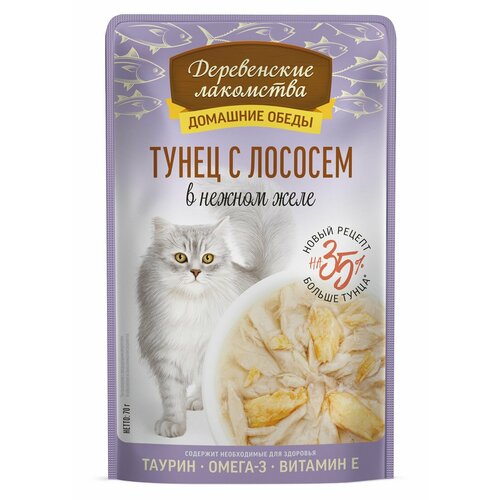 "Деревенские лакомства" конс. д/кошек Тунец с лососем в нежном желе 70г 12шт