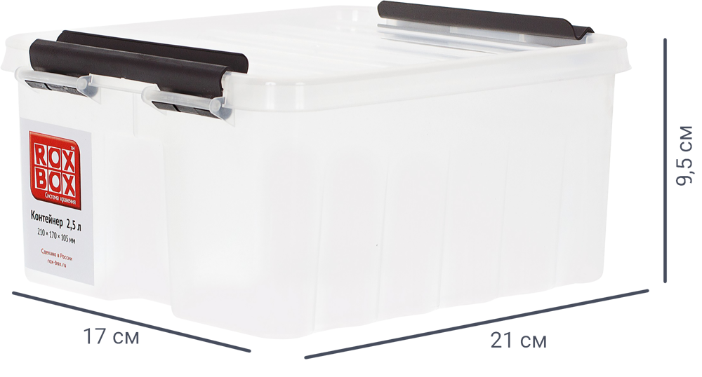 Контейнер Rox Box 21x17x9.5 см 2.5 л пластик с крышкой цвет прозрачный