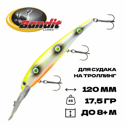 Воблер для троллинга Bandit Walleye Deep, плавающий, 120 мм, 17,5 гр, 5-8 м, #D85
