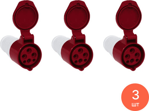 Розетка переносная EKF / ЭКФ 213 2Р+РЕ 16А 220В IP44 ps-213-16-220 / механизм силовой кабельный (комплект из 3 шт)