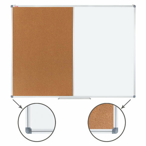 Доска комбинированная: магнитно-маркерная пробковая для объявлений 90х120 см BRAUBERG Extra 238184