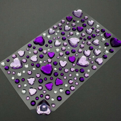 Изображение товара Стразы на клеевой основе Zoo Nail Art микс с сердечками №1835 фиолетовые