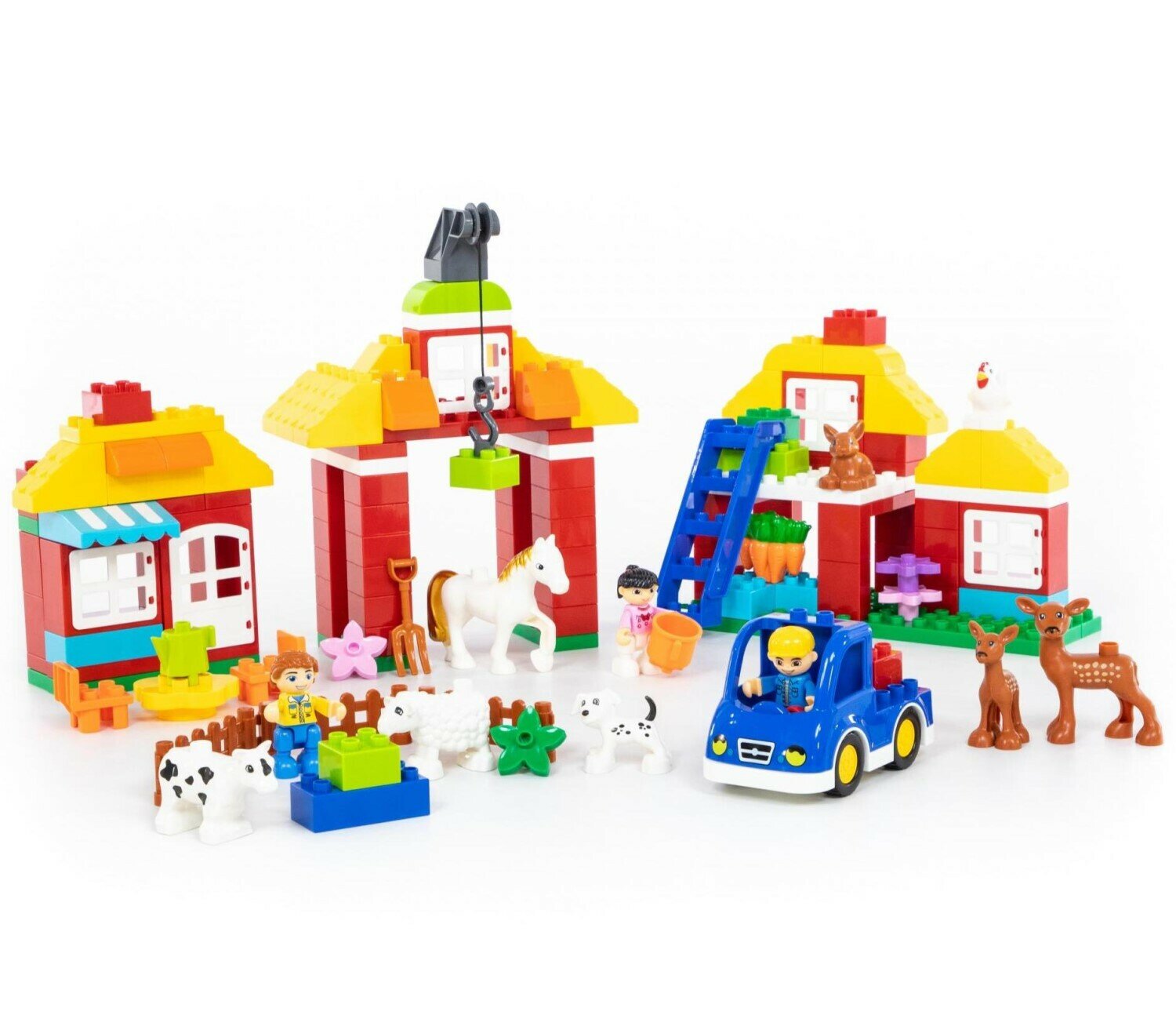 Конструктор Полесье Макси, "Веселая ферма", 156 элементов, в коробке (П-77592)
