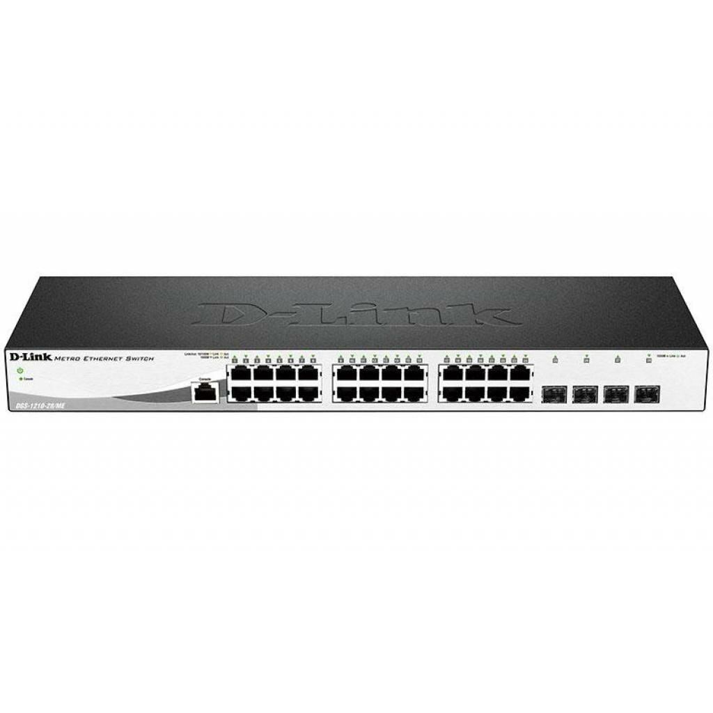 D-Link DGS-1210-28/ME/A2B Коммутатор Gigabit Smart Switch with 24 10/100/1000Base-T ports and 4 Gigabit MiniGBIC (SFP) ports