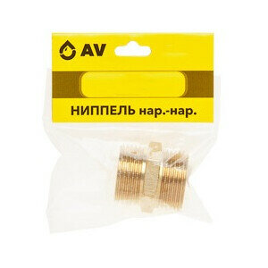 Ниппель латунный наружная-наружная 3/4" AV ENGINEERING (AVE303002) — фото 1