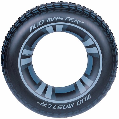 Круг для плавания 91 см, черный с синими элементами, удобный и прочный