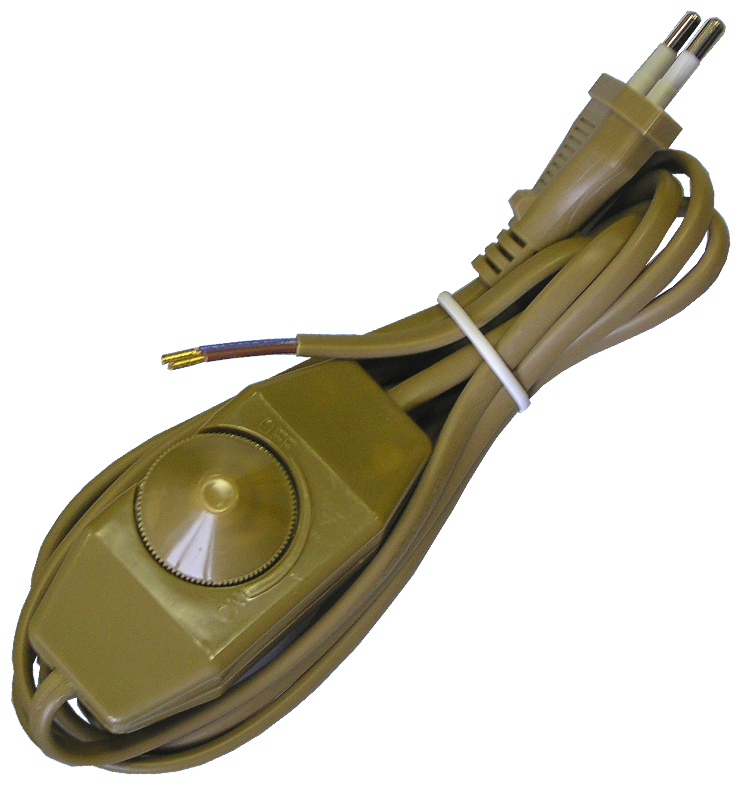Шнур с вилкой и проходным выключателем-регулятором, длина 1,8 - 2,0 метра, цвет золотой