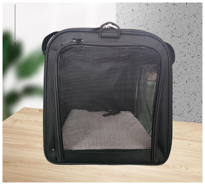 Переноска для животных ZES, сетчатая сумка для переноски кошек и собак, размер 51х33х34, серого цвета - фотография № 6