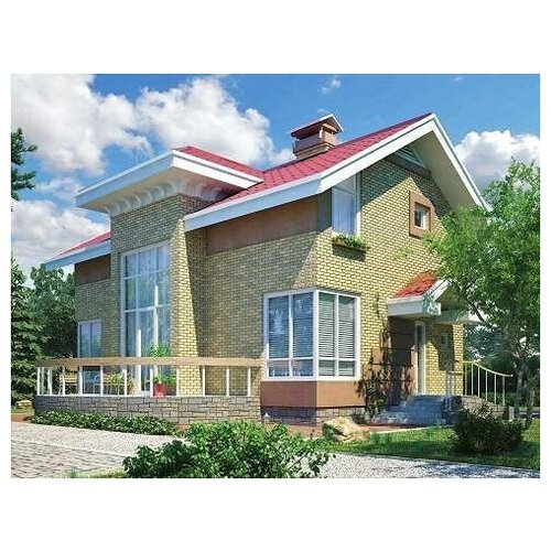 (131м2, 12х9м) Готовый проект дома из газобетона с мансардой и панорамными окнами - AS-1638