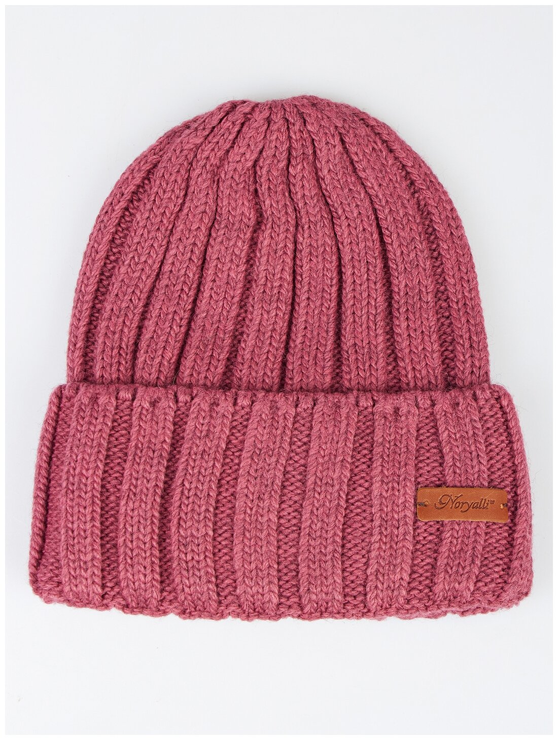Шапка бини Noryalli, демисезон/зима, шерсть, вязаная, утепленная, размер OneSize, розовый - фотография № 1