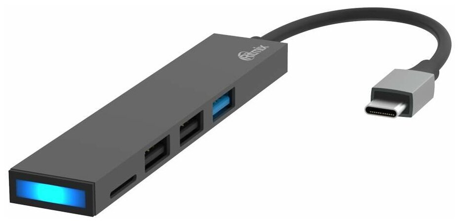 Разветвитель USB-C Ritmix CR -4314 хаб - концентратор 2 порта USB2.0+1порт USB3.0.металл