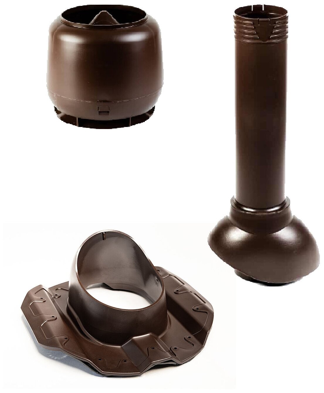 Комплект кровельной канализационной вентиляции поливент PROF-20 для металлопрофиля D110 H500 коричневый