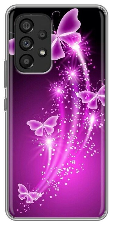Дизайнерский силиконовый чехол для Самсунг Гэлакси А73 5Ж / Samsung Galaxy A73 5G Бабочки фиолетовые