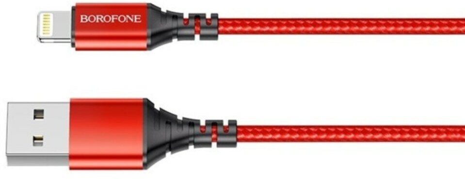 Кабель Borofone BX54 Ultra bright USB - Lightning, 1 м, 1 шт, красный