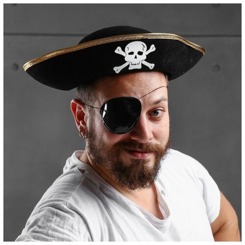 шляпа пиратская р р 56 58 каёмка цвета микс Шляпа пиратская, р-р 56-58, каёмка, цвета микс