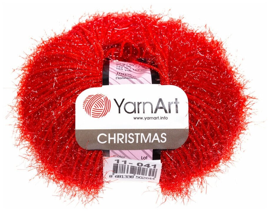 Пряжа YarnArt Christmas (ЯрнАрт Крисмас) 8 мотков цвет 11 красный, 100% полиамид, 50 г 142 м