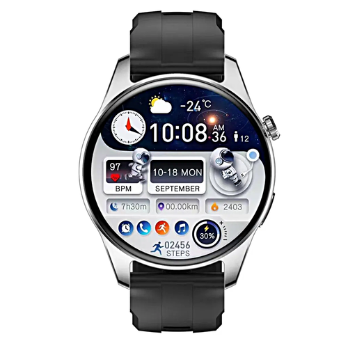 Умные часы HK4 HERO Premium Smart Watch AMOLED, 2 ремешка в комплекте, iOS, Android, Bluetooth уведомления, Cеребристый