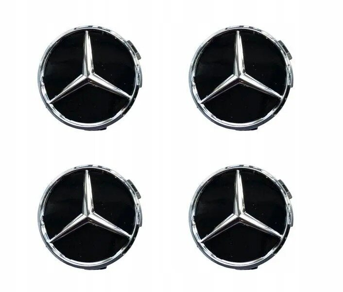 Колпачки заглушки на литые диски Mercedes-Benz 75мм Black 4 шт.