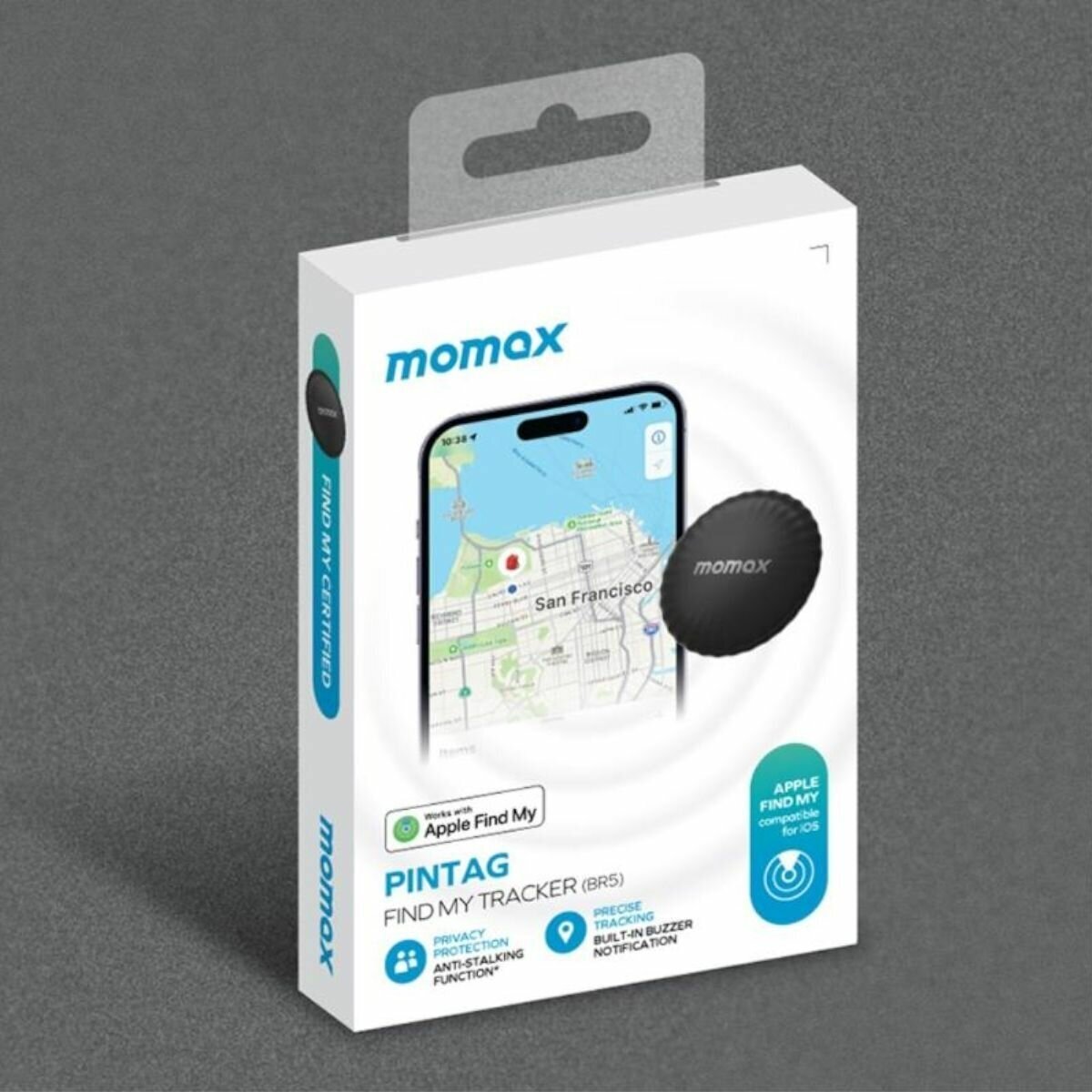 GPS трекер для отслеживания Momax PINTAG Find my Tracker (BR5D) черный