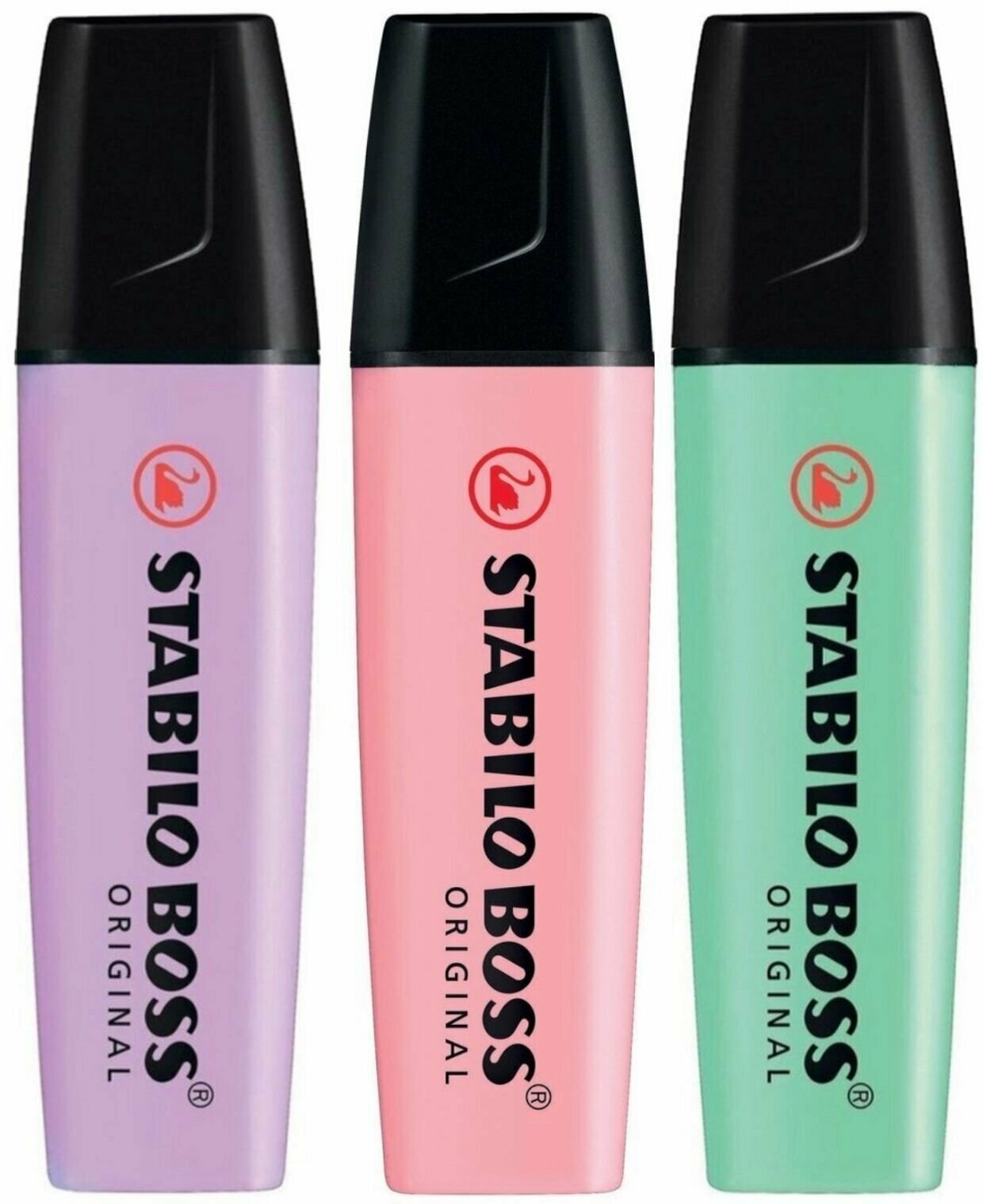 Текстовыделитель STABILO BOSS ORIGINAL PASTEL 2-5 мм, для выделения текста - 3 штуки