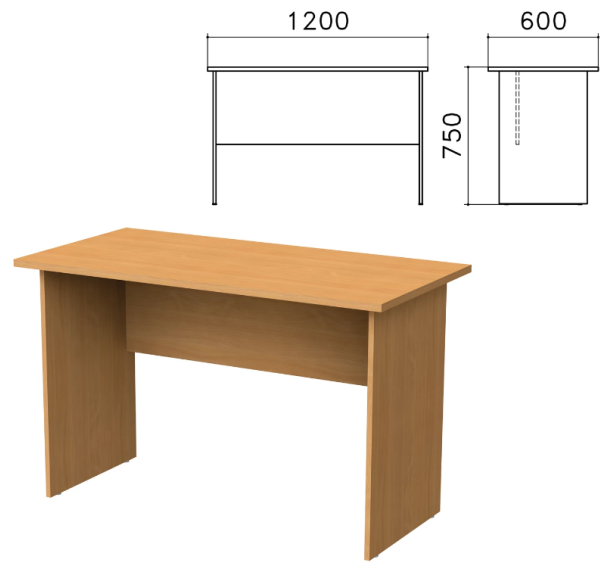 Стол письменный Монолит, 1200х600х750 мм, цвет бук бавария, СМ21.1