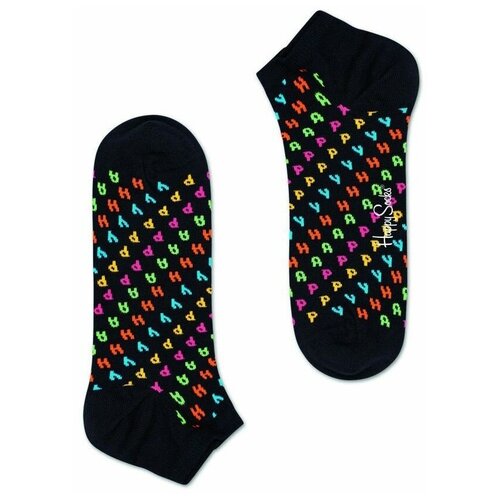 Носки-следки унисекс Happy Liner Sock с цветными надписями, черный, 25