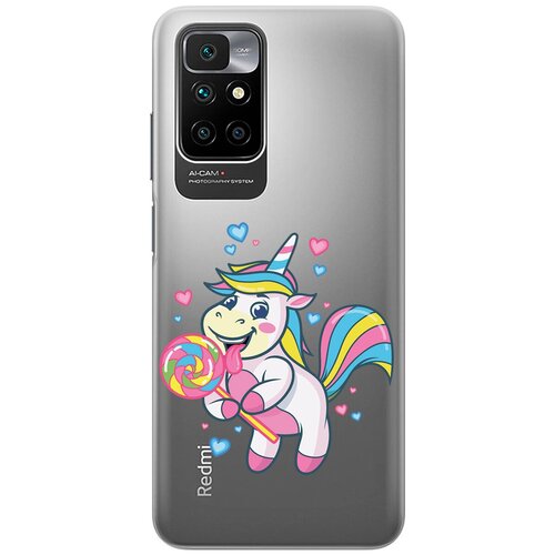 Силиконовый чехол с принтом Unicorn and candy для Xiaomi Redmi 10 / Сяоми Редми 10 матовый чехол unicorn and candy для xiaomi redmi 10 сяоми редми 10 с 3d эффектом розовый