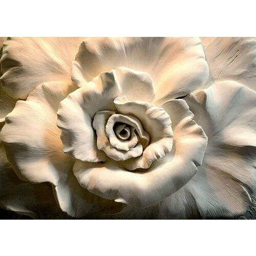 Моющиеся виниловые фотообои GrandPiK Барельеф роза. Гипс, 200х145 см