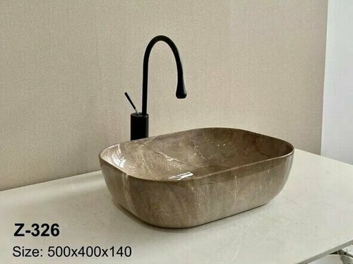 Раковина накладная Zandini Z-326 на столешницу для ванной комнаты без перелива керамическая под камень