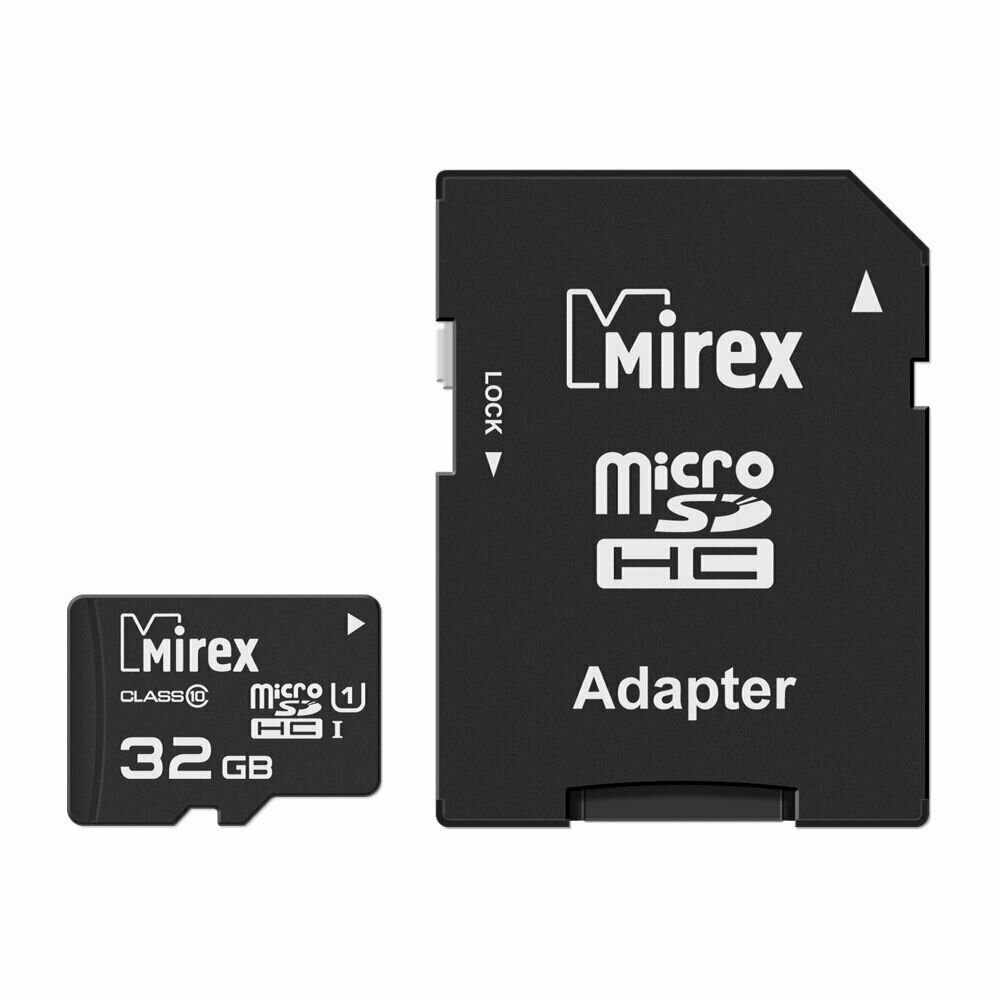 Карта памяти microSDHC с адаптером MIREX 32GB (UHS-I, class 10)