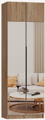 Изображение товара Шкаф для одежды, распашной Эрик 2, Легкомаркет, 100х55х240, цвет дуб сонома, белье/платье, с зеркалом