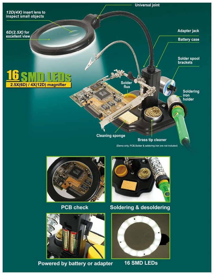 С00036698 ProsKit Штатив с лупой и подсвет.SN-396 00355327 - фотография № 8