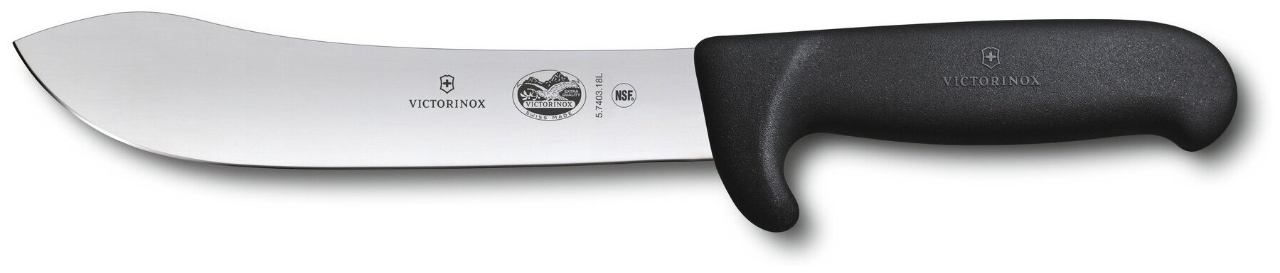 Нож Victorinox Butchers Safety Nose черный, для мяса, сталь, разделочный, лезвие 180мм, прямая заточка (5.7403.18L)