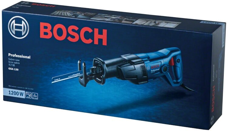 Сабельная пила Bosch GSA 120, 1200 Вт, 29 мм, 0-3000 ход/мин, коробка