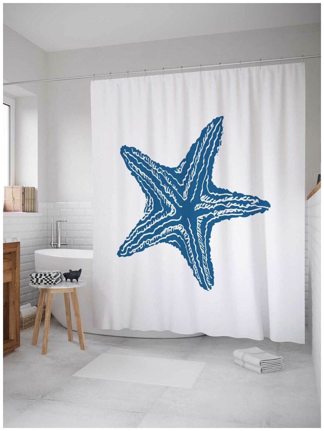 Штора для ванной JoyArty Синяя морская звезда 180x200 180х200 см