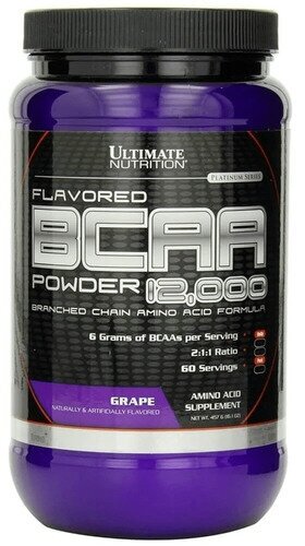 Аминокислоты Ultimate Nutrition Flavored BCAA Powder 12000, 457 г, вкус: виноград