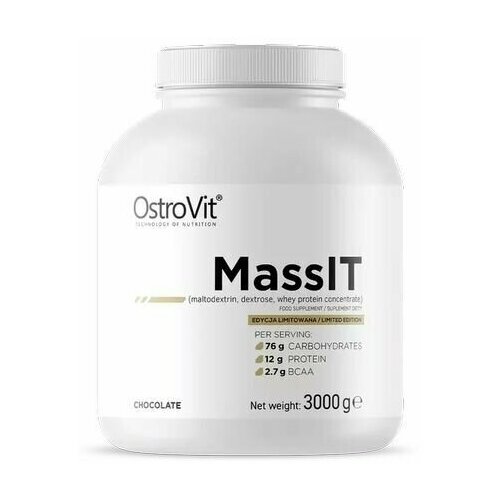 Гейнер с BCAA OstroVit Mass It 3000 гр. Шоколад 30 порций