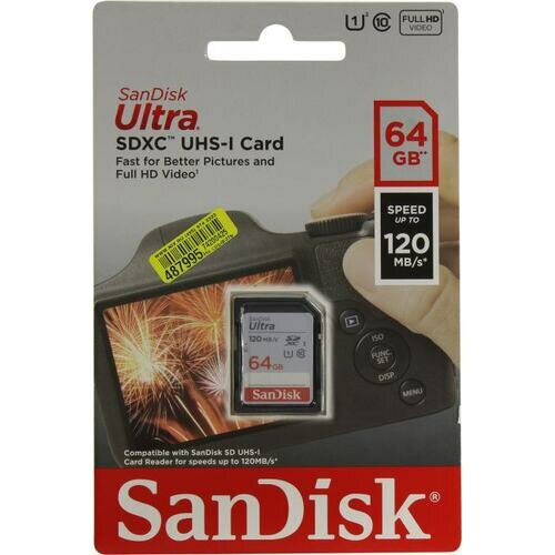 Карта памяти 64GB SanDisk SDXC Class 10 UHS-I Ultra 120MB/s - фото №4